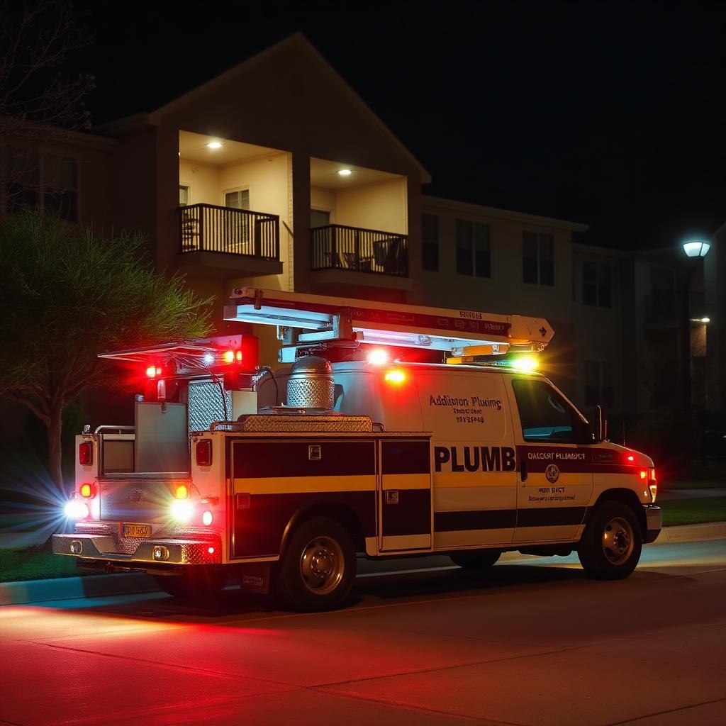 Plumber shutting off a main water valve at a burst pipe inside an Addison, TX laundry room