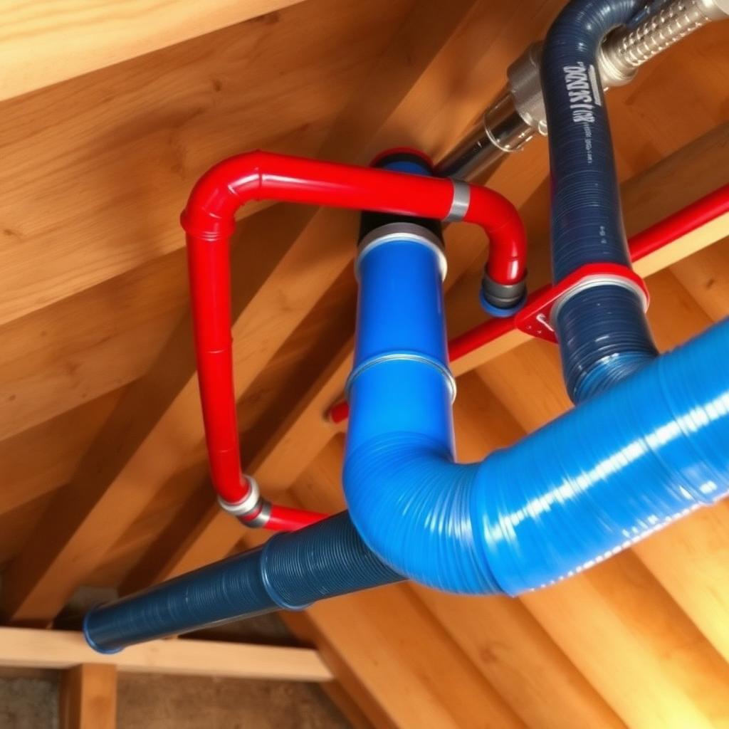 New PEX-A reroute installed in the attic of an Farmers Branch, TX townhome bypassing a failed slab line
