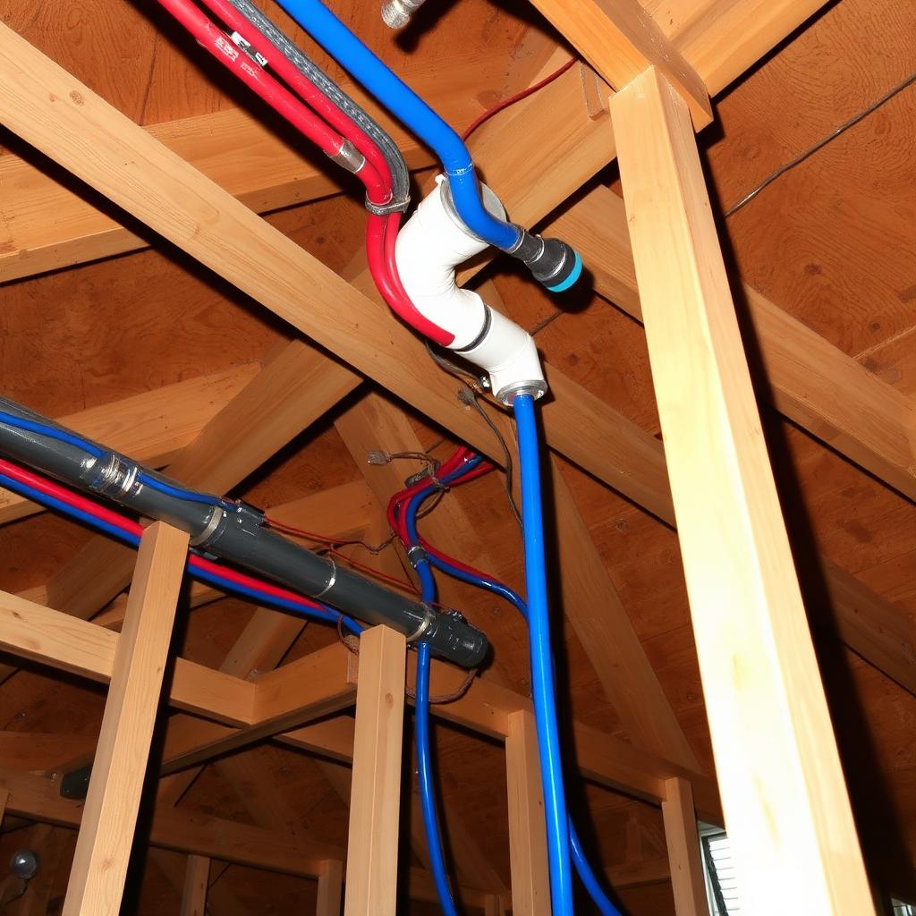 New PEX-A reroute installed in the attic of an Flower Mound, TX townhome bypassing a failed slab line