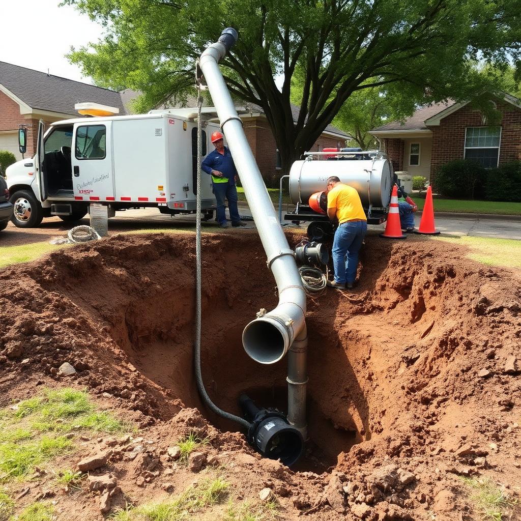Sewer camera monitor showing a newly replaced HDPE sewer line under an Flower Mound, TX ranch