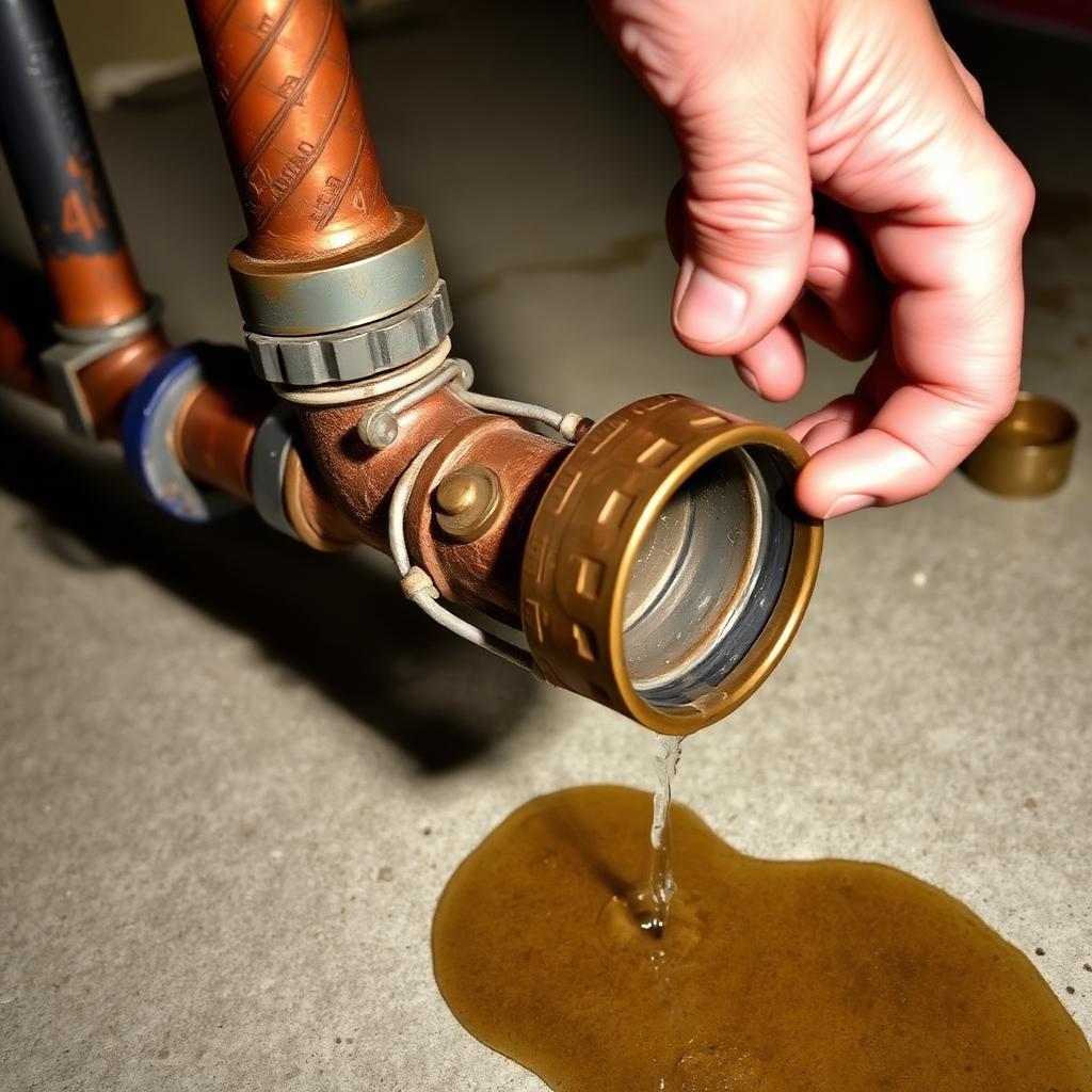 Emergency shut-off on a burst copper pipe capped by a Frisco, TX plumber