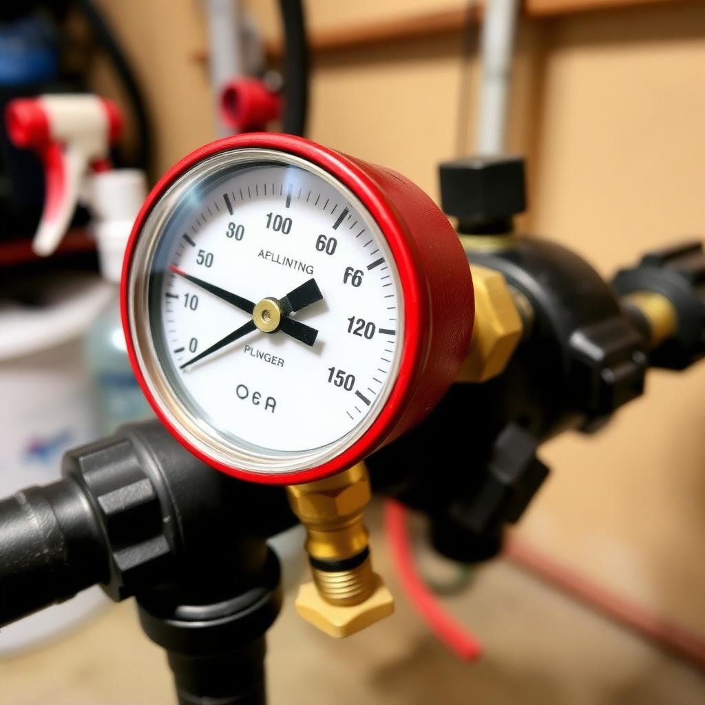 Gas pressure test gauge on a Frisco, TX residential gas line manifold