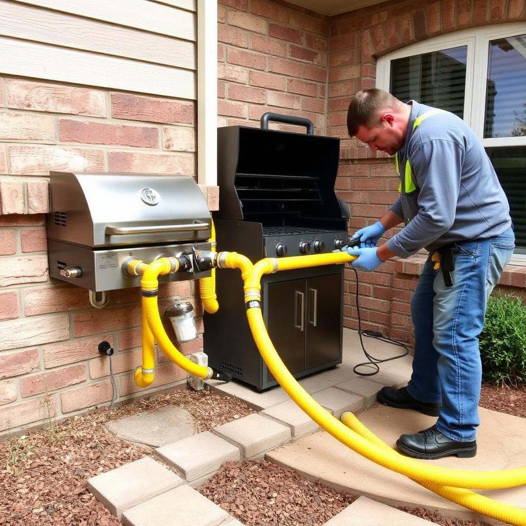 Manometer gauge showing a stable pressure test on a newly installed Highland Village, TX residential gas line