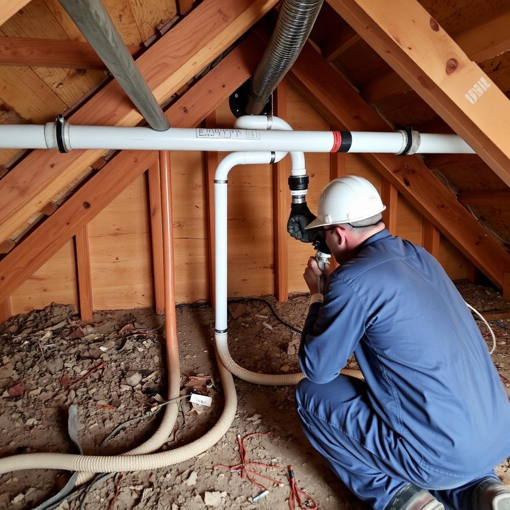 New PEX-A reroute installed in the attic of a Lake Dallas, TX townhome bypassing a failed slab line