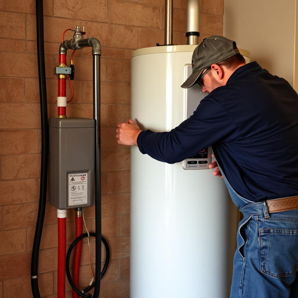 Descaling pump setup for annual tankless water heater maintenance at a Lake Dallas, TX condo