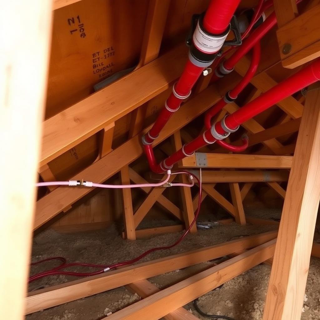 New PEX-A reroute installed in the attic of a Lewisville, TX townhome bypassing a failed slab line