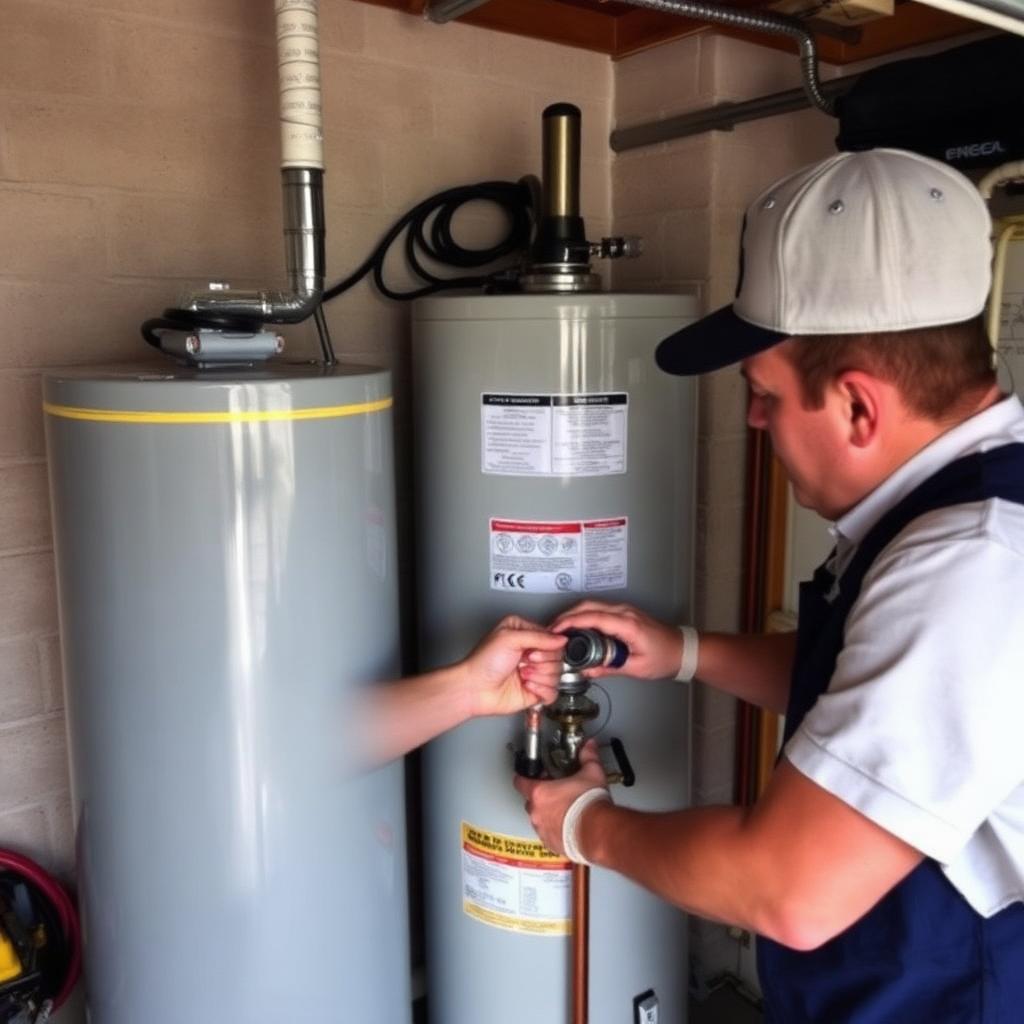 Descaling pump setup for annual tankless water heater maintenance at a Lewisville, TX condo