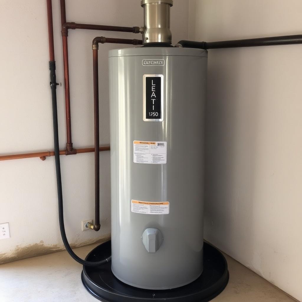 Plumber draining and servicing a 50-gallon tank water heater in a Lewisville, TX condo mechanical closet