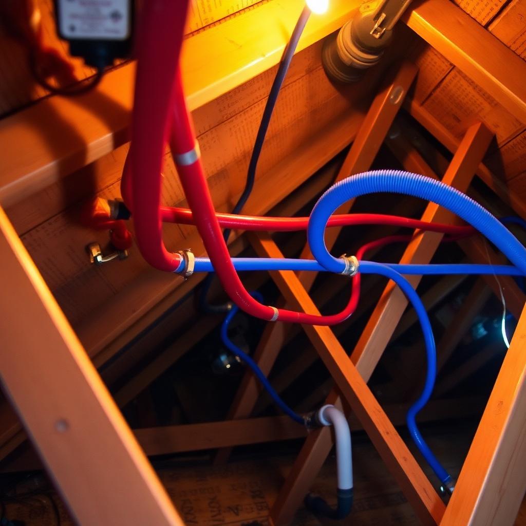 New PEX-A reroute installed in the attic of a McKinney, TX townhome bypassing a failed slab line