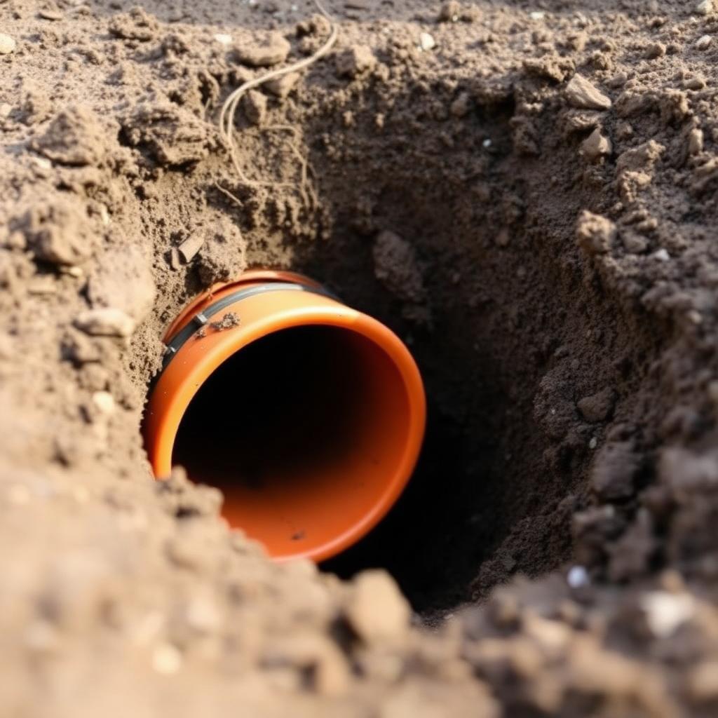 Sewer camera monitor showing a newly replaced HDPE sewer line under a McKinney, TX ranch