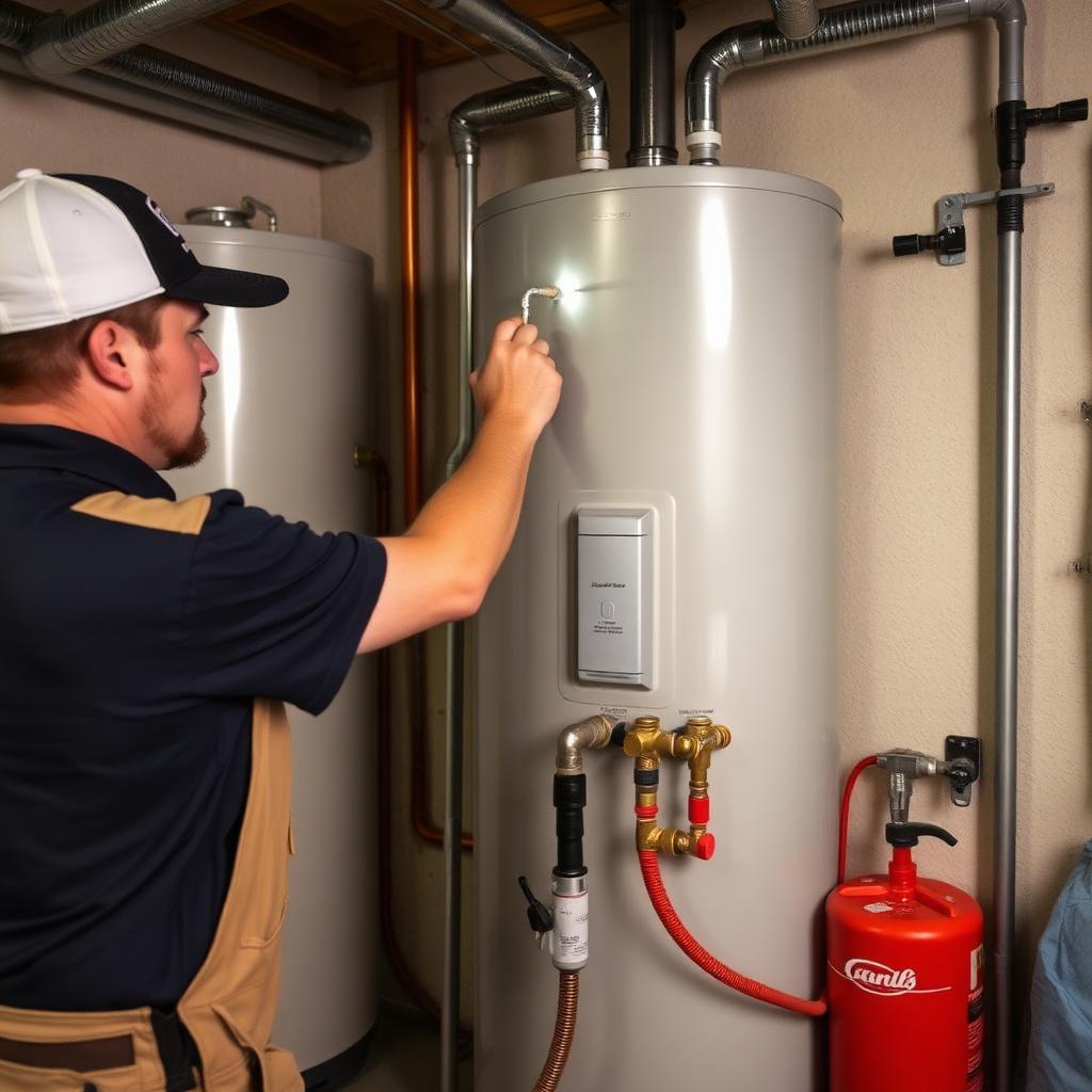 Descaling pump setup for annual tankless water heater maintenance at a McKinney, TX condo
