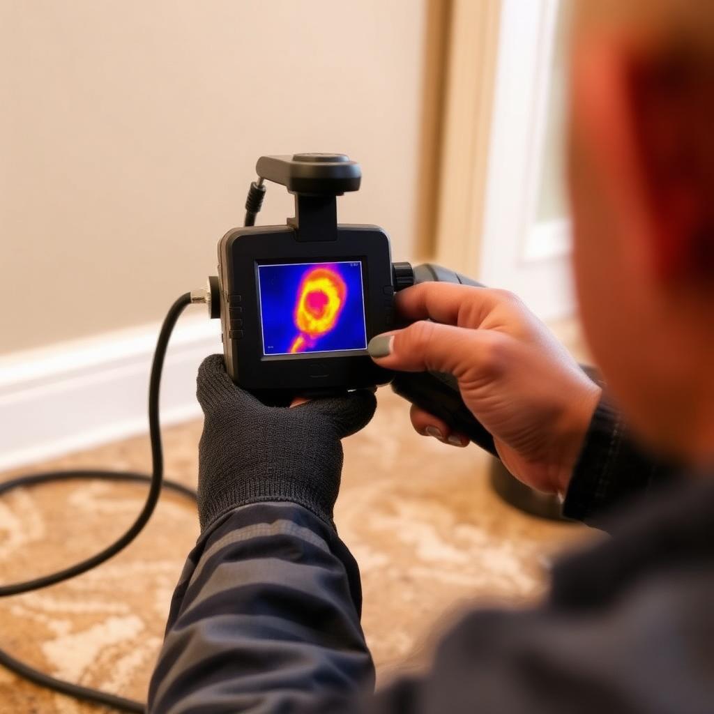 Electronic leak detection sensors on the concrete slab of a Plano, TX ranch home