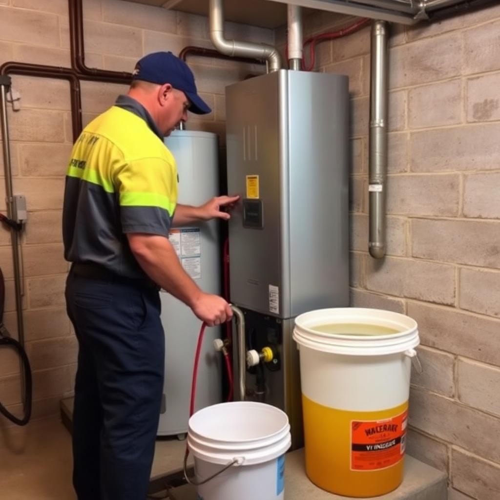 Descaling pump setup for annual tankless water heater maintenance at a Plano, TX condo