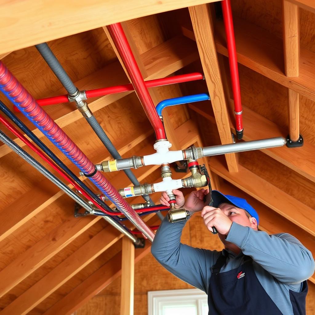 New PEX-A reroute installed in the attic of a Richardson, TX townhome bypassing a failed slab line