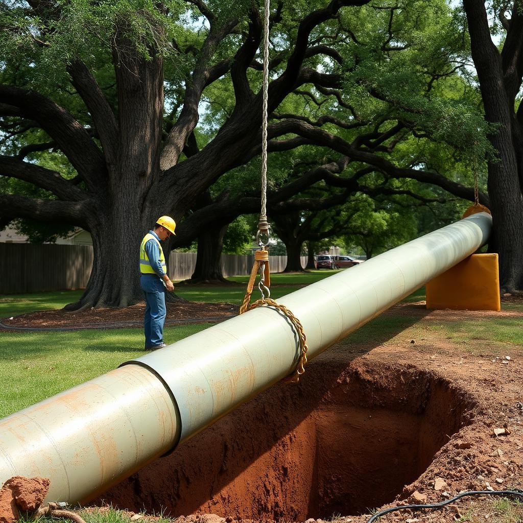 Sewer camera monitor showing a newly replaced HDPE sewer line under a Richardson, TX ranch