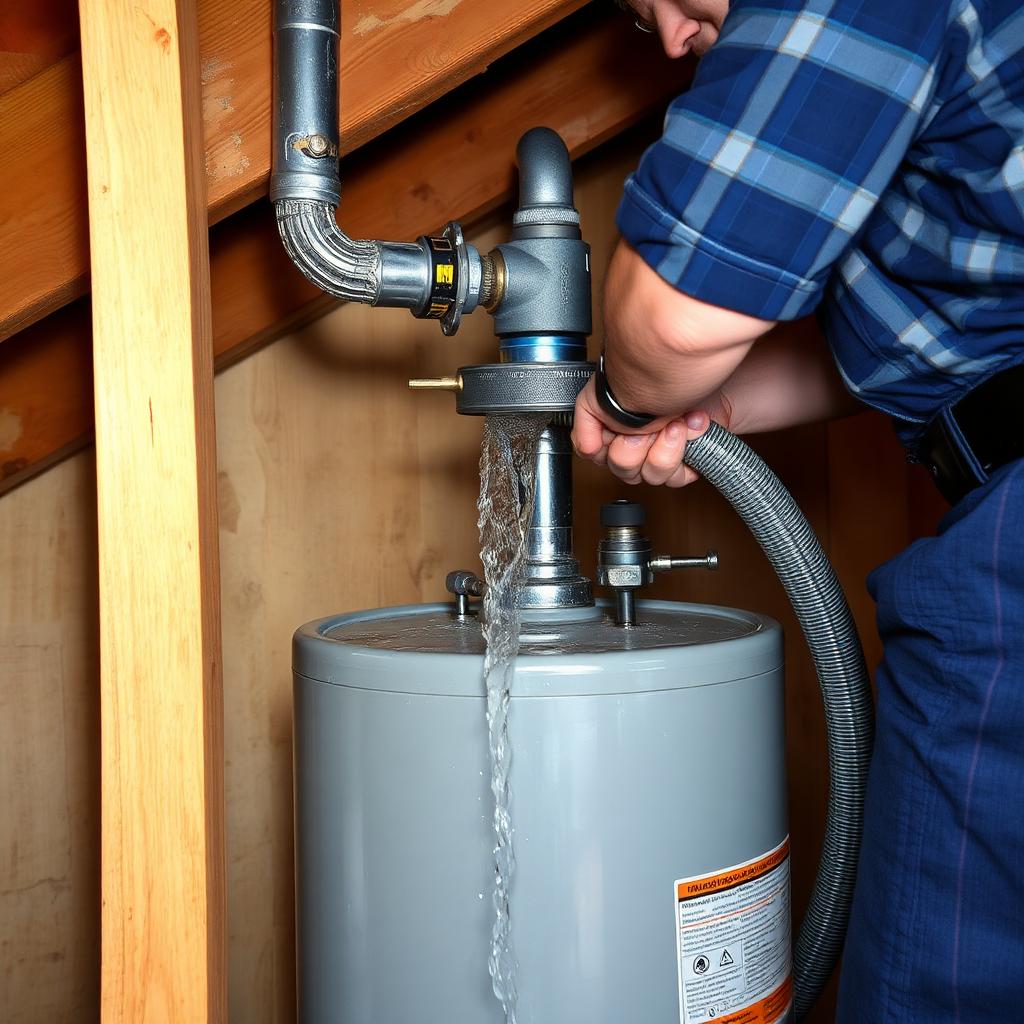 New Rheem gas water heater with expansion tank and drain pan installed in a Richardson, TX townhome closet